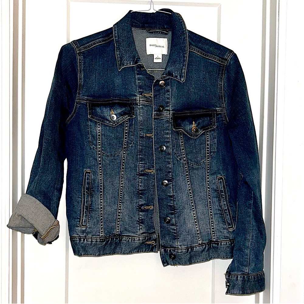 Daily Ritual Women's Denim Jacket, Large, Medium Wash